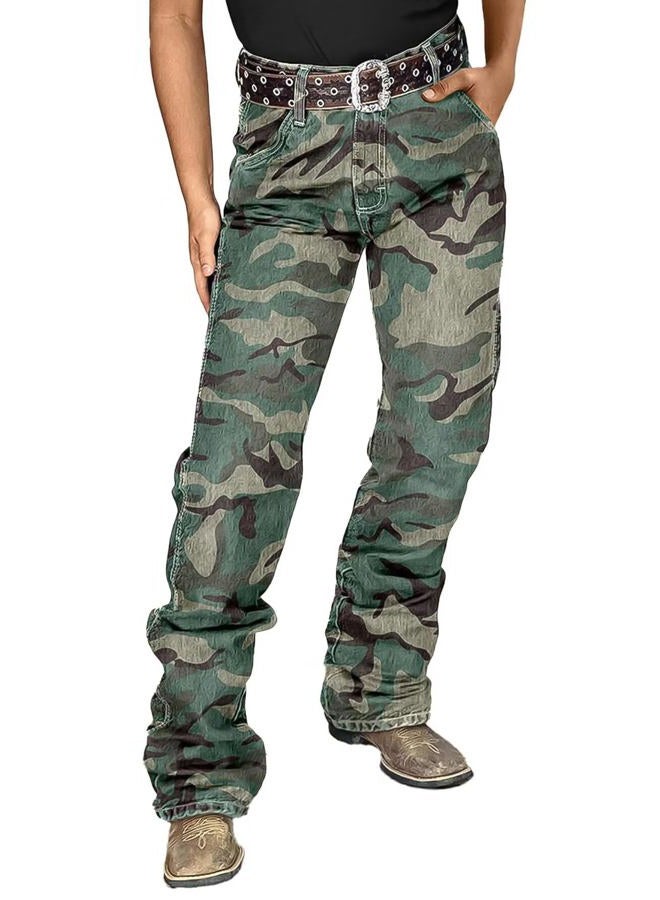 Flamingals Camo Cargo Pants for Women Mid Rise Camouflage Trousers Stretchy Bootcut Pants Without Belt, Camo, S - Image 1