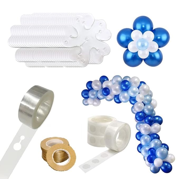ZERECORD Balloon Flower Clip, Glue Dot, Balloon Ribbon White, Balloon Arch For Garland Making Pack Of 18 pcs - Image 1