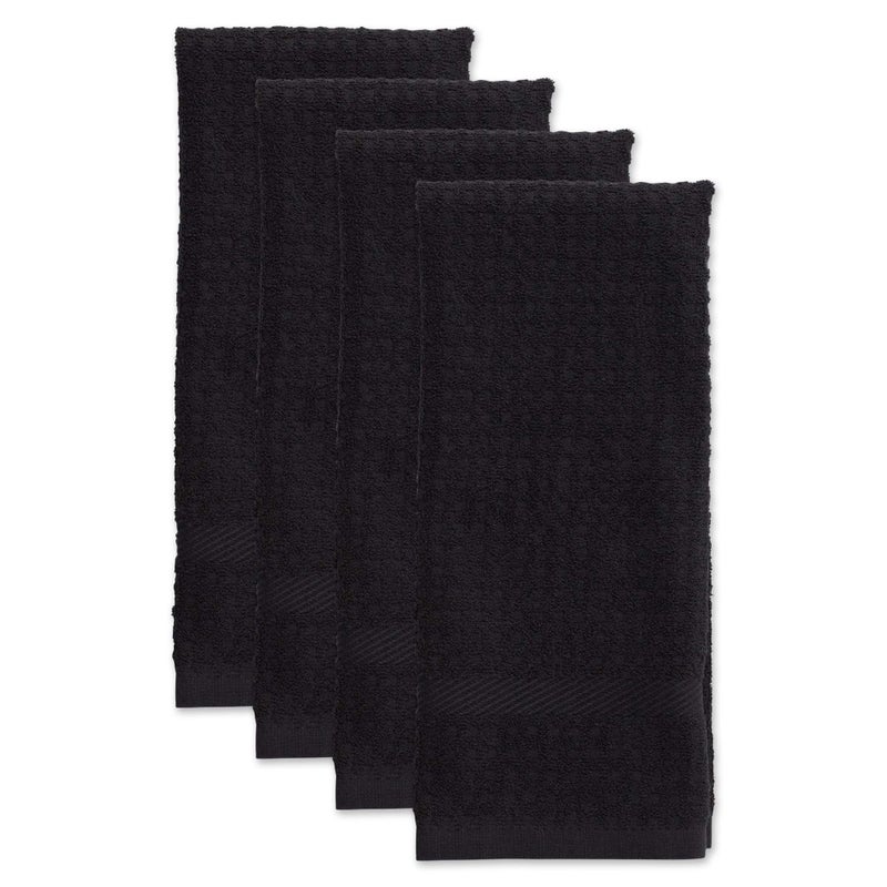 DII Basic Terry Collection Waffle Dishtowel Set  15x26  Solid Black  4 Piece - Image 2