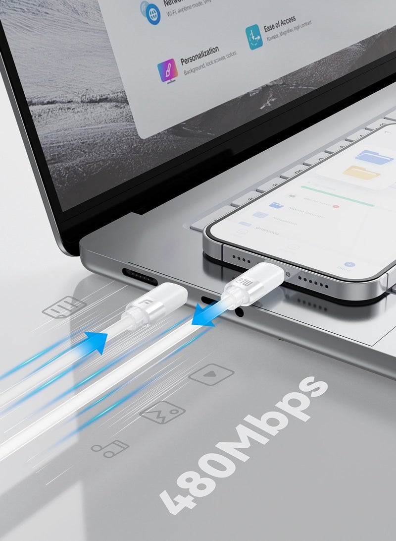 فو ميالتكنولوجيا المحدودة كابل بيانات USB-C إلى Lightning بقدرة 27 واط، مصنوع من السيليكون الناعم اللطيف على البشرة، أقصى قدرة خرج 27 واط، سرعة نقل بيانات 480 ميجابت في الثانية، متوافق مع أجهزة iPhone 14 Pro Max و13 و12 و11 وAirPods وسلسلة iPad، شحن سريع، حماية للبطارية، طول 1.2 متر - Image 2