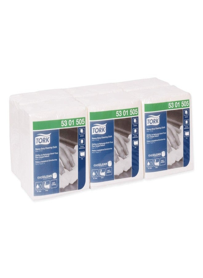 Tork Heavy Duty Cleaning Cloth White , 1/4 Folded, 6 x 50 Cloths, 5301505 - Image 3