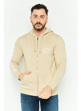 Gazzarrini Men Hooded Graphic Long Sleeve Sweatshirt, Beige  - Image 1