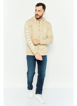 Gazzarrini Men Hooded Graphic Long Sleeve Sweatshirt, Beige  - Image 2