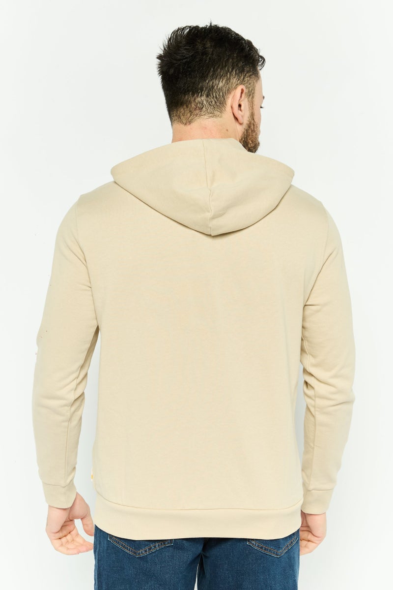 Gazzarrini سويت شيرت طويل الأكمام مع غطاء للرأس للرجال، بيج - Image 4