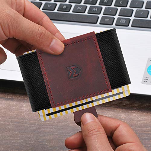 VBAX Elastic Wallet with Pull Tab for Men & Women – Slim Minimalist Front Pocket Leather Card Holder, Compact Stretch Design Fits 8–10 Cards & Cash – Premium Everyday Carry Wallet - Image 2