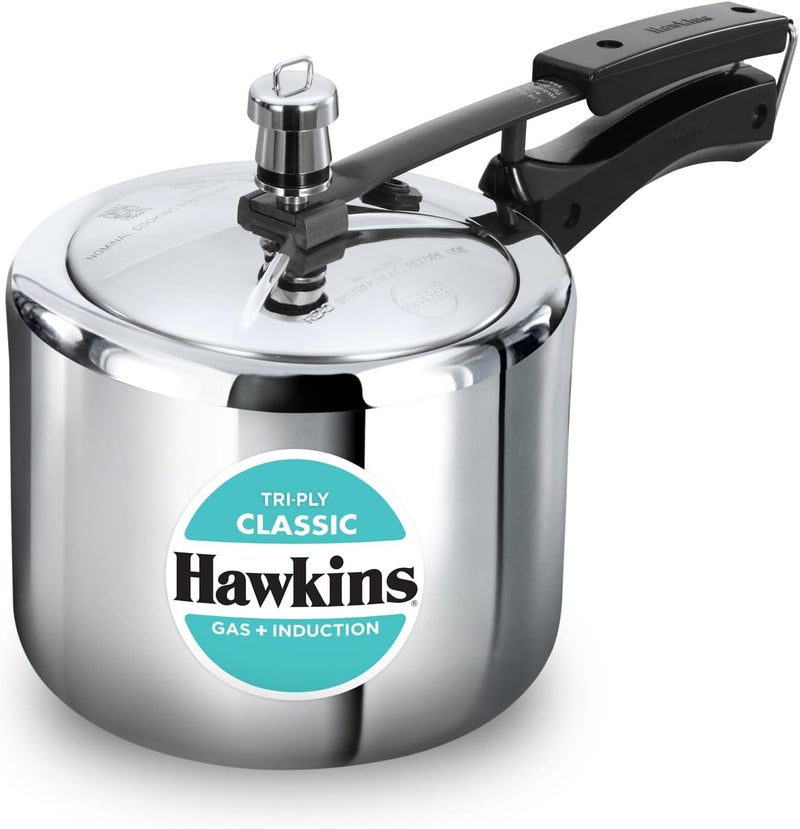 Hawkins Triply 3 Litre Classic Pressure Cooker - Stainless Steel Induction Inner Lid, Silver - Image 1