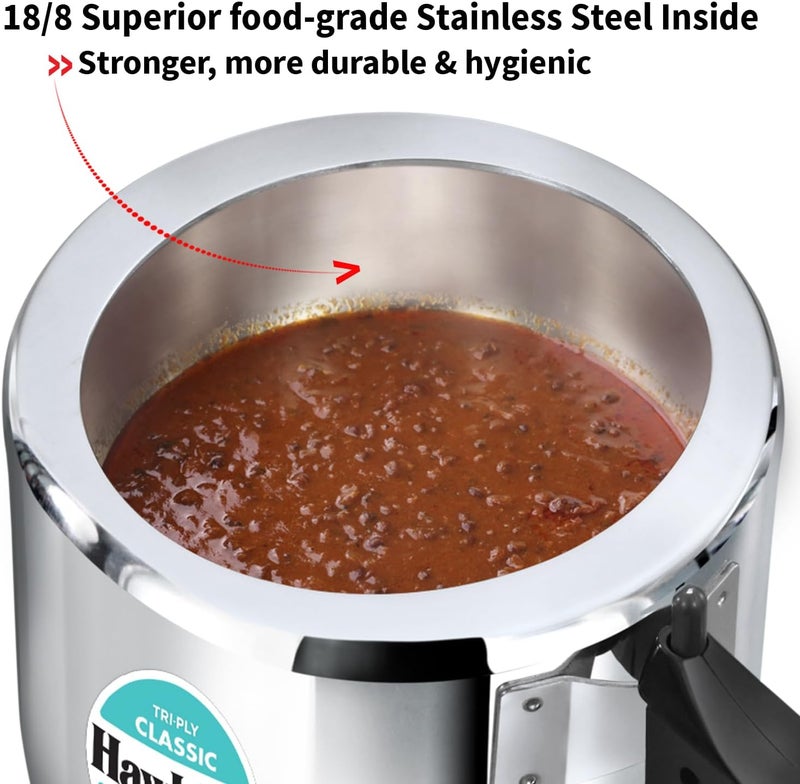 Hawkins Triply 3 Litre Classic Pressure Cooker - Stainless Steel Induction Inner Lid, Silver - Image 4