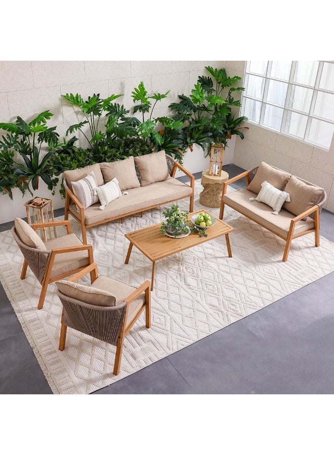 DANUBE HOME Snowe 6-Seater Outdoor Sofa Set | Steel Frame Garden Furniture | Modern Design Patio Sofaset | Outdoor Seating Table And Chairs For Lawn Garden - Image 3