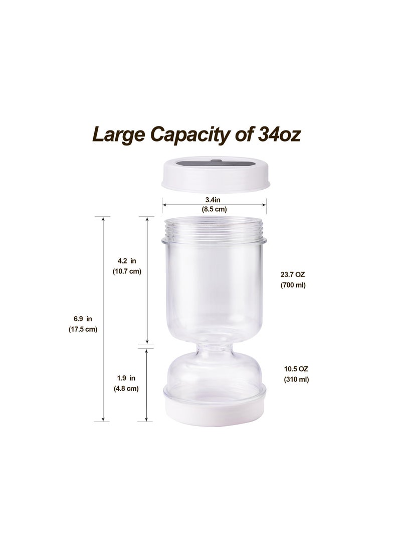 Y&D - New Upgrade Pickle and Olive Hourglass Jar, with Strainer Flip Wet Dry Juice, Juice Separator, Container, Kimchi Jar for Airtight Food Storage(With a Fork) - Image 1