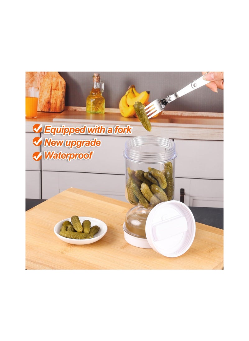 Y&D - New Upgrade Pickle and Olive Hourglass Jar, with Strainer Flip Wet Dry Juice, Juice Separator, Container, Kimchi Jar for Airtight Food Storage(With a Fork) - Image 1