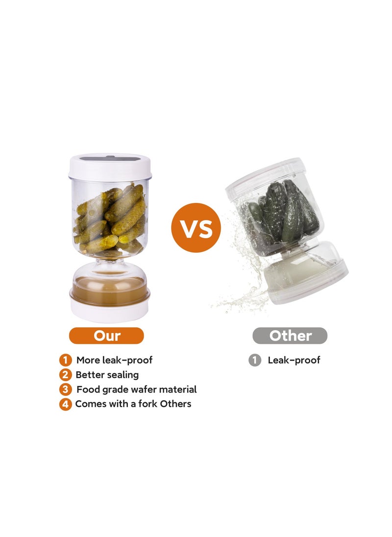 Y&D - New Upgrade Pickle and Olive Hourglass Jar, with Strainer Flip Wet Dry Juice, Juice Separator, Container, Kimchi Jar for Airtight Food Storage(With a Fork) - Image 1