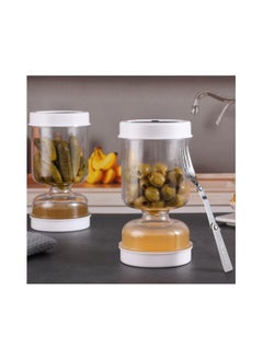 Y&D New Upgrade Pickle and Olive Hourglass Jar, with Strainer Flip Wet Dry Juice, Juice Separator, Container, Kimchi Jar for Airtight Food Storage(With a Fork)  - Image 2