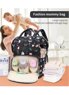 Yoawllty Multifunction Diaper Bag Backpack Baby Essentials Travel Tote,Waterproof Baby Bag Diaper Changing Backpacks(Graffiti Black)  - Image 4
