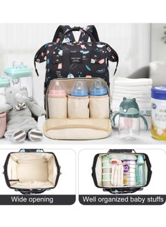 Yoawllty Multifunction Diaper Bag Backpack Baby Essentials Travel Tote,Waterproof Baby Bag Diaper Changing Backpacks(Graffiti Black)  - Image 3