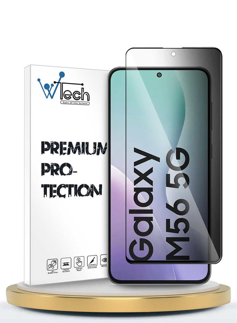 Wtech Samsung Galaxy M56 / Samsung Galaxy F56 5G 2025 Premium E2E Series Privacy Full Glue Full Cover Tempered Glass Screen Protector (MSGECP) - Clear/Black - Image 1