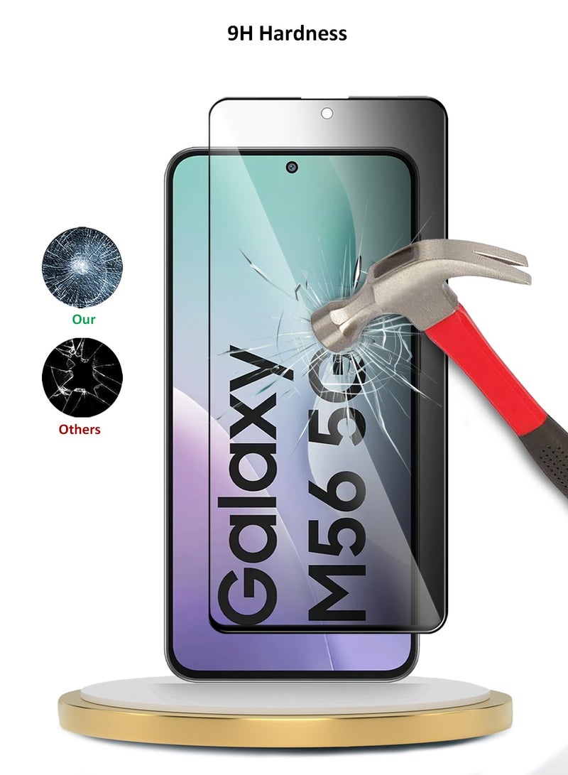 Wtech Samsung Galaxy M56 / Samsung Galaxy F56 5G 2025 Premium E2E Series Privacy Full Glue Full Cover Tempered Glass Screen Protector (MSGECP) - Clear/Black - Image 3