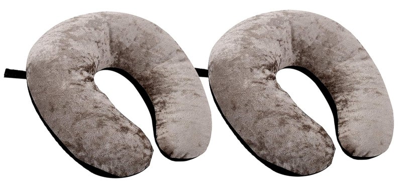 Kuber Industries Kuber Industries Exclusive 2 Pieces Unisex UShaped 100 Pure Micro Fibre Soft Cushions Neck Rest Pillow for Travel Car Train Flight Bus Black Grey CTLTC039203  - Image 1