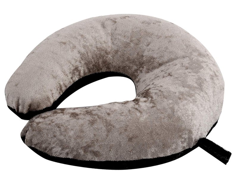 Kuber Industries Kuber Industries Exclusive 2 Pieces Unisex UShaped 100 Pure Micro Fibre Soft Cushions Neck Rest Pillow for Travel Car Train Flight Bus Black Grey CTLTC039203  - Image 4