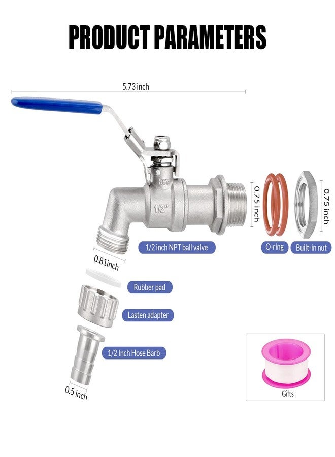 TianTianUp 1/2 Inch Stainless Steel 304 Ball Valve Weldless Bulkhead for Home Brewing Kettle Building Home Brew Kettle Mash Tun - Image 2