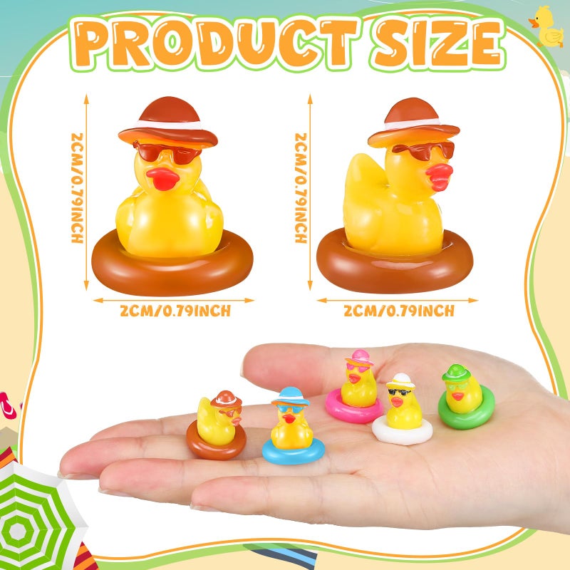 Arrowbash 100 Pcs Summer Mini Resin Ducks Hawaiian Tiny Duck Figurines Bulk Beach Pool Miniature Figures for Swimming Pool Garden Landscape Micro Decor Adults DIY Crafting - Image 3