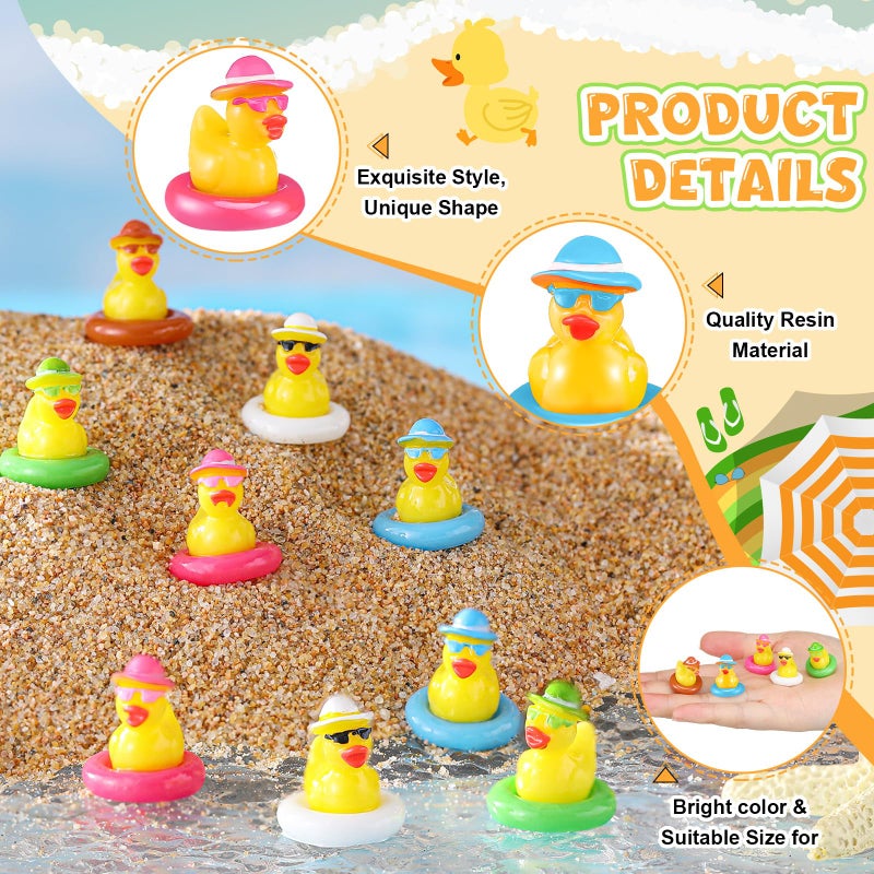 Arrowbash 100 Pcs Summer Mini Resin Ducks Hawaiian Tiny Duck Figurines Bulk Beach Pool Miniature Figures for Swimming Pool Garden Landscape Micro Decor Adults DIY Crafting - Image 5