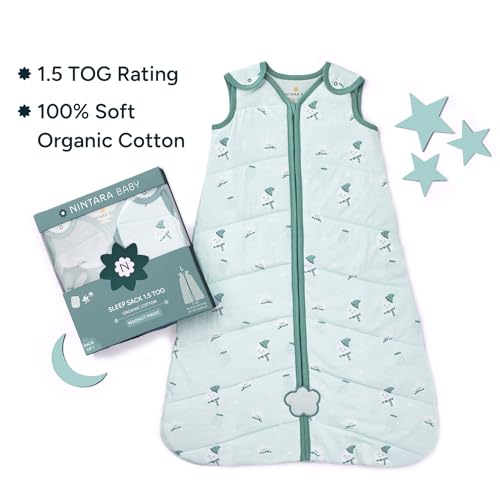 NINTARABABY 1.5 TOG Sleep Sack - Premium Organic Cotton, Soft, Breathable, Winter Swaddle & Wearable Blanket for Newborns, Infants (12-18 Months), Unisex Baby Sleeping Bag, Gifts for Babies - Image 3