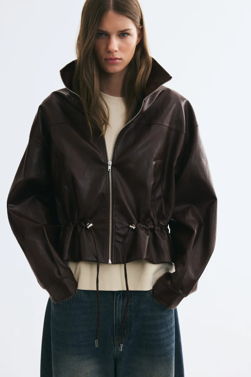 H&M Coated stand-collar jacket