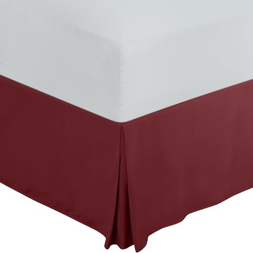 Utopia Bedding Queen Bed Skirt Soft Quadruple Pleated Ruffle Easy Fit with 16 Inch Tailored Drop Hotel Quality Shrinkage and Fade Resistant Queen Burgundy