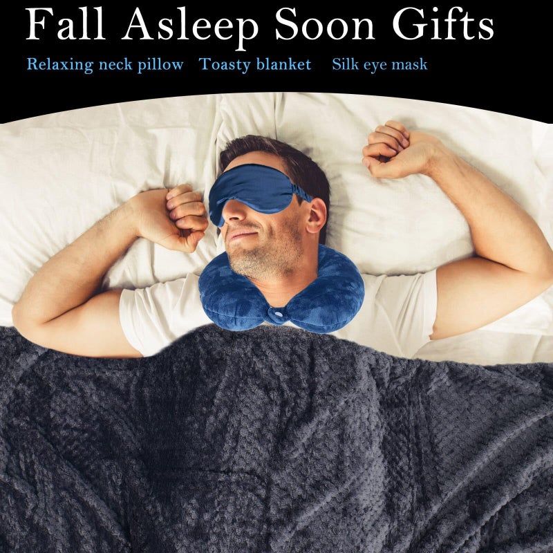 Ithmahco Get Well Gifts For Men,Care Package For Men With Cozy Blanket|Memory Foam Pillow|Stress Ball|Socks|Eye Mask|Thinking Of You Greeting Card|Little Plant,Get Well Soon Gift Basket for Dad|Husband|Brother - Image 5