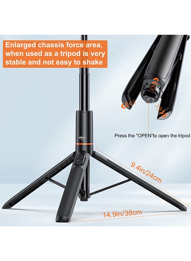 TP-19 Extendable Selfie Stick Tripod for Phone Max. Length 160cm/63in with Remote Shutter Phone Tripod for Vlog Selfie Live Streaming Group Photo Video