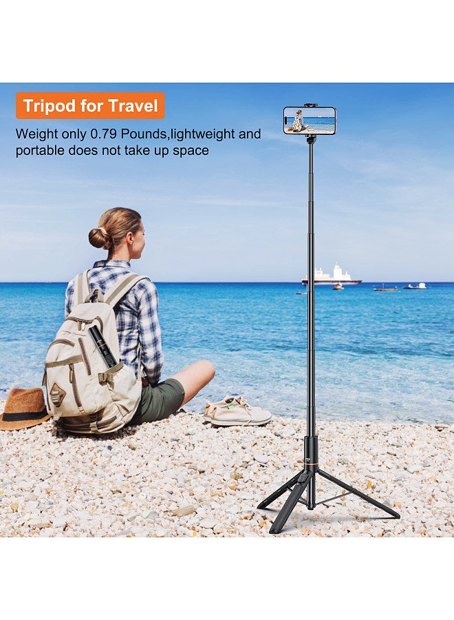 TP-19 Extendable Selfie Stick Tripod for Phone Max. Length 160cm/63in with Remote Shutter Phone Tripod for Vlog Selfie Live Streaming Group Photo Video