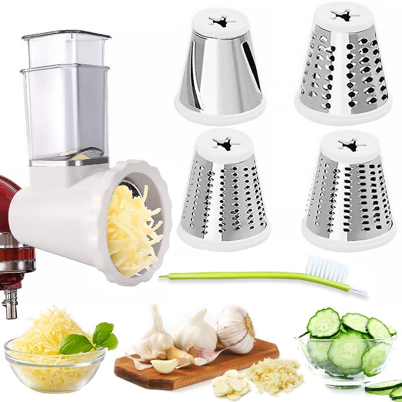 NEWSETS Upgraded Version - Cheese Grater Slicer Shredder Attachments for All KitchenAid Stand Mixers, Food Slicers Salad Maker Accessory Vegetable Chopper with 4 Blades Dishwasher Safe - Image 1