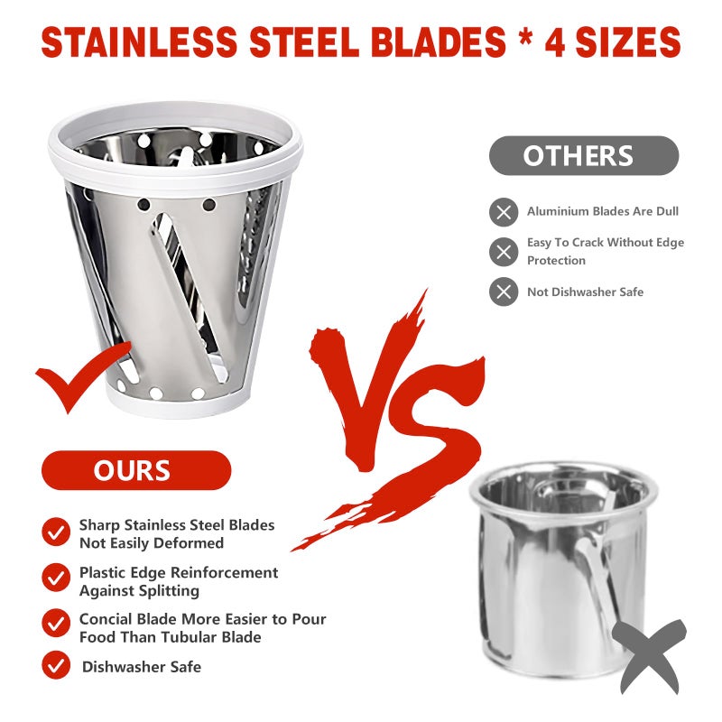 NEWSETS Upgraded Version - Cheese Grater Slicer Shredder Attachments for All KitchenAid Stand Mixers, Food Slicers Salad Maker Accessory Vegetable Chopper with 4 Blades Dishwasher Safe - Image 5