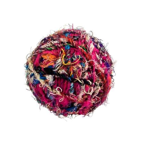KNITSILK Recycled Sari Silk Yarn – 1 x 100g Multicolour Unique Bulky Yarn Ball, 80+ Yards | Eco-Friendly Handmade Fiber for Knitting, Crochet, Weaving, Crafts, and DIY Projects. - Image 1