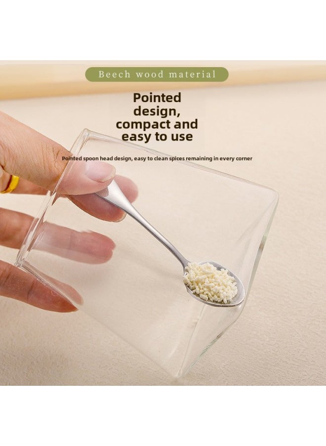 Generic - 304 Stainless Steel Mini Special Small Spoon 9cm Short Handle Seasoning Spoon Salt Spoon Medicinal Powder Seasoning Spoon Spoon Coffee Spoon-Specifications:304 Stainless Steel-12cm Pointed Spoon - Image 1