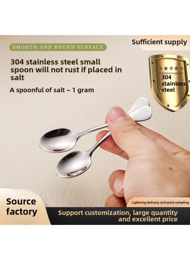 Generic - 304 Stainless Steel Mini Special Small Spoon 9cm Short Handle Seasoning Spoon Salt Spoon Medicinal Powder Seasoning Spoon Spoon Coffee Spoon-Specifications:304 Stainless Steel-12cm Pointed Spoon - Image 1