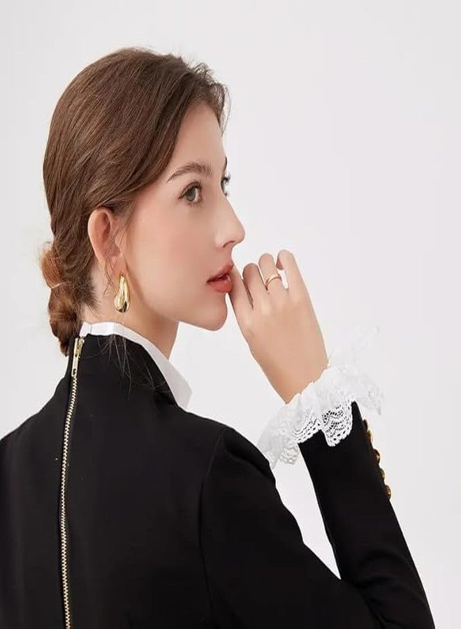 XOIPED Detachable Lace Cuffs, White Ruffle Wrist Sleeves for Women, Vintage Style (White, Packe Of 2) - Image 3