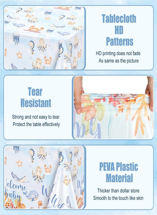 YooNotee 5 Pcs Under The Sea Baby Shower Decorations Sea You Soon Baby Shower Supplies Ocean Animals Tablecloth Banner Summer Beach Birthday Party Favor - Image 5
