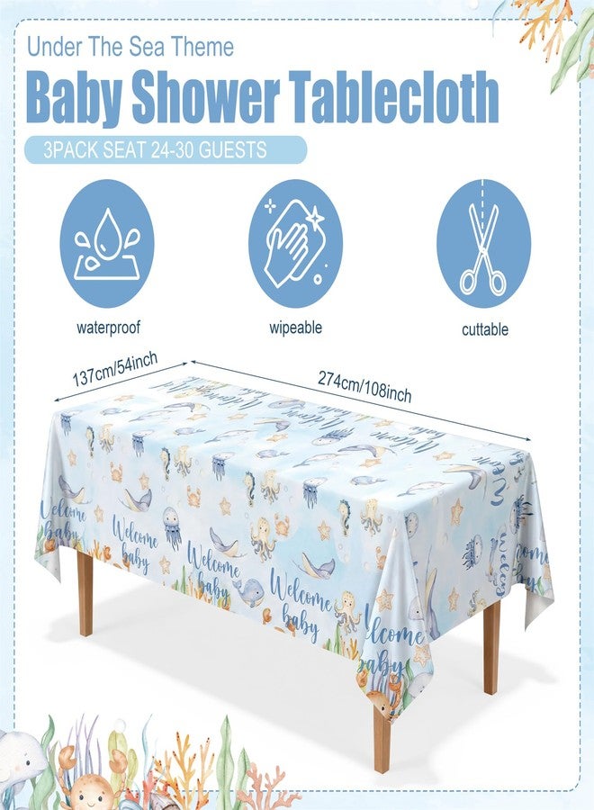 YooNotee 5 Pcs Under The Sea Baby Shower Decorations Sea You Soon Baby Shower Supplies Ocean Animals Tablecloth Banner Summer Beach Birthday Party Favor - Image 4