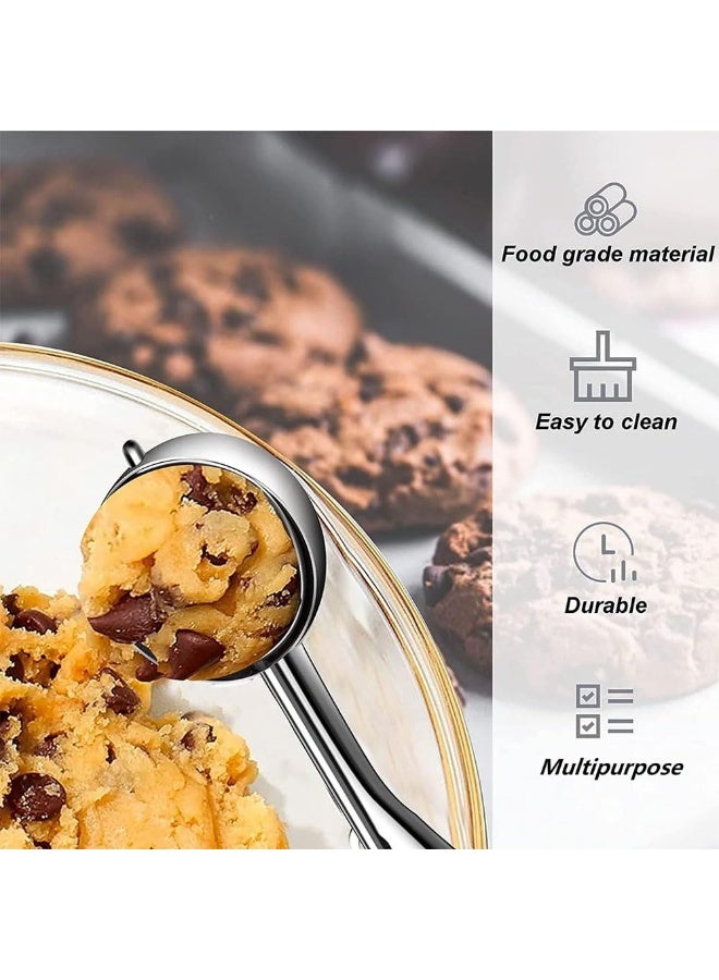 JZS Ice Cream Scoop, Stainless Steel Cookie Scoops for Baking Ice Cream Scooper with Quick Trigger Release Cookie Dough Scoop Cupcake Scoop 5cm(Black) - Image 4