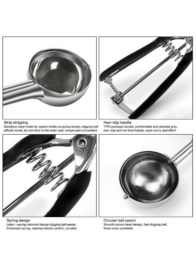 JZS Ice Cream Scoop, Stainless Steel Cookie Scoops for Baking Ice Cream Scooper with Quick Trigger Release Cookie Dough Scoop Cupcake Scoop 5cm(Black) - Image 3