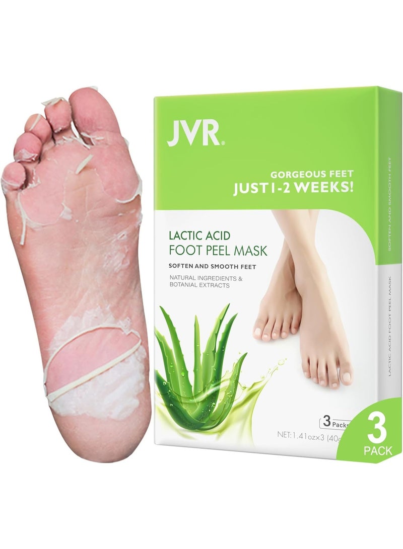 JVR JVR Foot Peel Mask - 3 Pairs - Exfoliating Peeling Callus Remover, Repairs Cracked Heels & Dry Skin, for Smoother and Softer Feet (Aloe Vera)  - Image 1