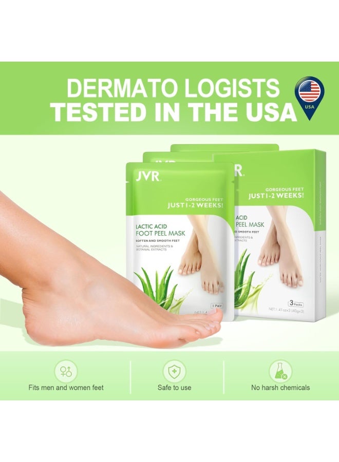 JVR JVR Foot Peel Mask - 3 Pairs - Exfoliating Peeling Callus Remover, Repairs Cracked Heels & Dry Skin, for Smoother and Softer Feet (Aloe Vera)  - Image 4
