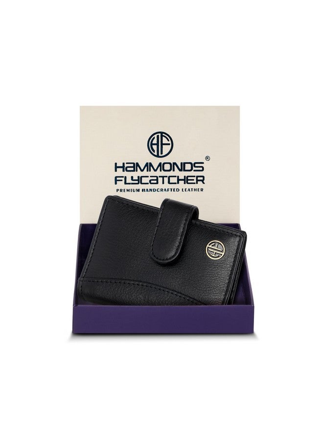 HAMMONDS FLYCATCHER محفظة بطاقات جلدية أصلية من هاموندز فلاي كاتشر للرجال والنساء، محفظة لحماية بطاقات الصراف الآلي/الائتمان مع 18 فتحة، هدية للرجال، الأب، الزوج، الصديق - أسود فائق - Image 1