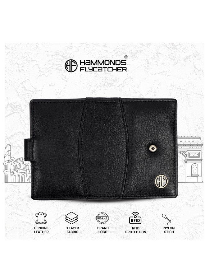 HAMMONDS FLYCATCHER محفظة بطاقات جلدية أصلية من هاموندز فلاي كاتشر للرجال والنساء، محفظة لحماية بطاقات الصراف الآلي/الائتمان مع 18 فتحة، هدية للرجال، الأب، الزوج، الصديق - أسود فائق - Image 5