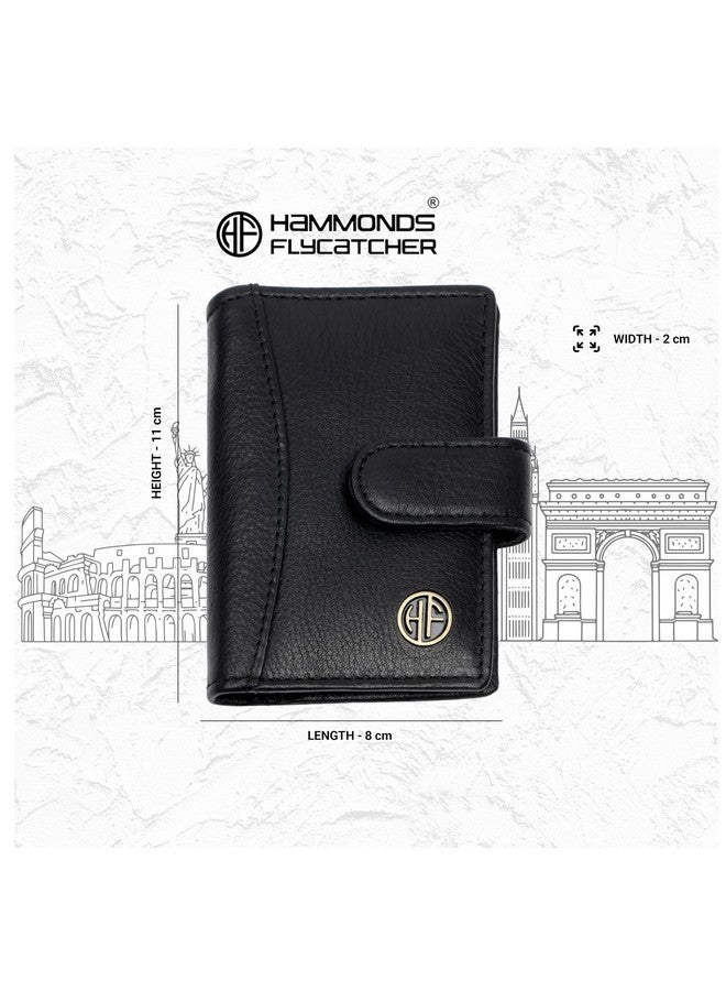 HAMMONDS FLYCATCHER محفظة بطاقات جلدية أصلية من هاموندز فلاي كاتشر للرجال والنساء، محفظة لحماية بطاقات الصراف الآلي/الائتمان مع 18 فتحة، هدية للرجال، الأب، الزوج، الصديق - أسود فائق - Image 2