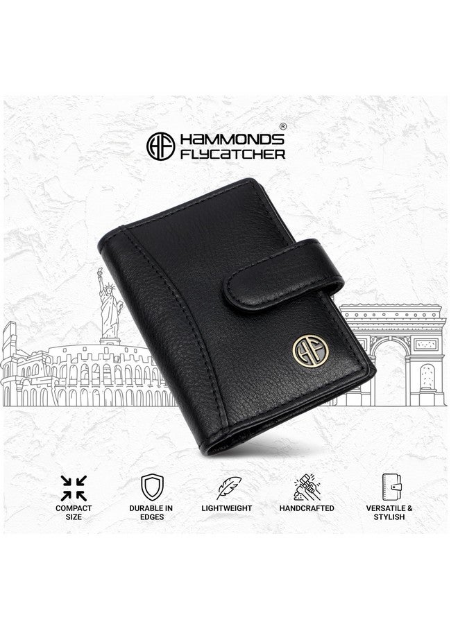HAMMONDS FLYCATCHER محفظة بطاقات جلدية أصلية من هاموندز فلاي كاتشر للرجال والنساء، محفظة لحماية بطاقات الصراف الآلي/الائتمان مع 18 فتحة، هدية للرجال، الأب، الزوج، الصديق - أسود فائق - Image 4