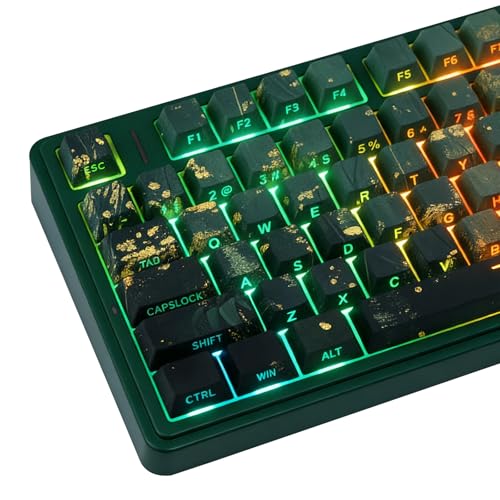 JOMKIZ Summer Breeze PBT Keycaps, 133 Keys Cherry Profile, Side Legend Shine Through, Dye-Sublimation Keycap Set for Mechanical Keyboards, Vibrant Green Theme - Image 1