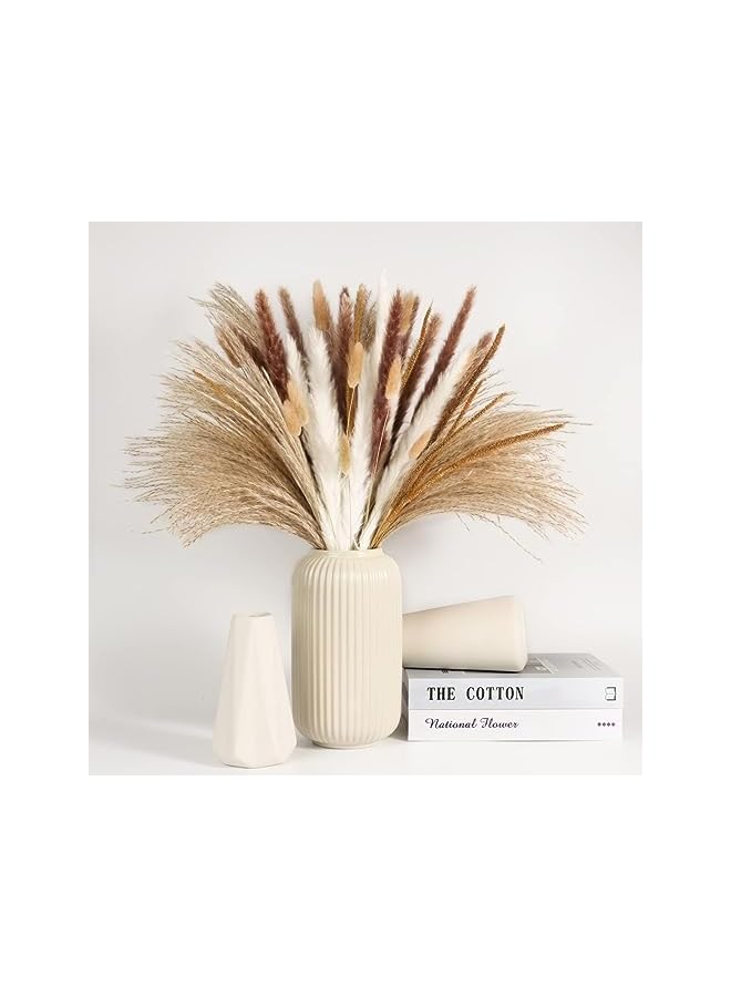 The Bros 120 PCS Dried Pampas Grass Bouquet, Boho Table Decor, Bunny Tails Dried Flowers, Brown Pompas, White Pampas Grass for Wedding, Home, Rustic Party, Baby Shower Decorations - Image 5