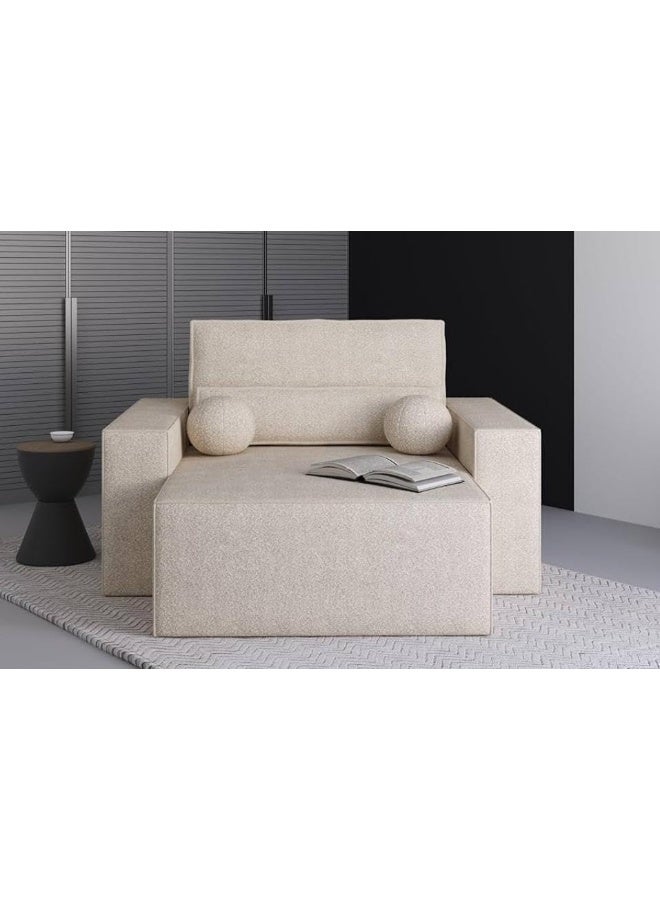Modern Oversized Armchair in Boucle Fabric - Image 1